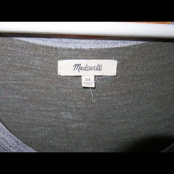 Madewell Shirt Gray Olive Two Tone Color Block Short Sleeve Top Extra Small - Picture 4 of 4